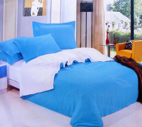 3 részes 2 színű pamut ágynemű, ágyneműhuzat garnitúra Kék