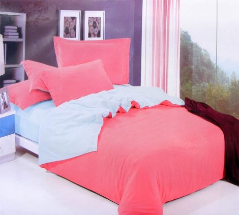 3 részes 2 színű pamut ágynemű, ágyneműhuzat garnitúra Pink