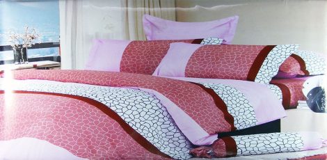 7 részes ágyneműhuzat garnitúra lila rózsaszín drapp