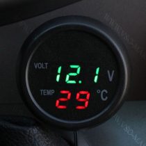   Autós hőmérő, 12V 24V szivargyújtó feszültségmérő, USB töltő zöld LED