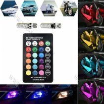  RGB T10 LED, autó LED, változtatható színű távirányítós, egy pár T10