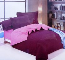   3 részes 2 színű pamut ágynemű, ágyneműhuzat garnitúra Lila