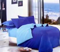   6 részes 2 színű pamut ágynemű, ágyneműhuzat garnitúra Sötétkék kék
