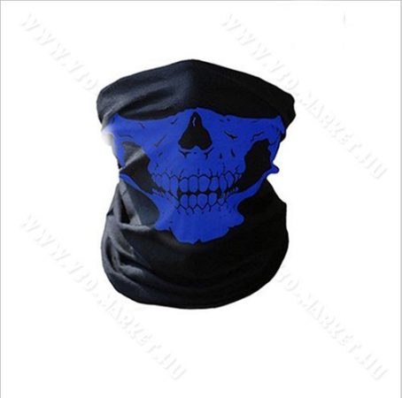 Koponya mintázatú kendő, motoros maszk, csontváz, skull, Kék
