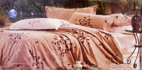 6 részes Dupla paplanos ágyneműhuzat, barna csíkos, virágos