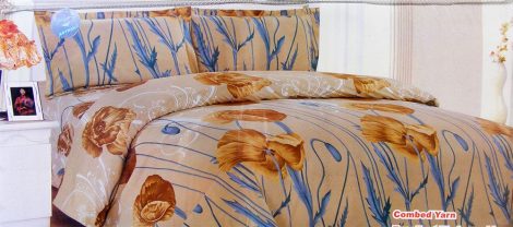 7 részes ágynemű garnitúra, barna virágos