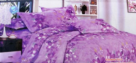 7 részes ágynemű garnitúra, lila virágos